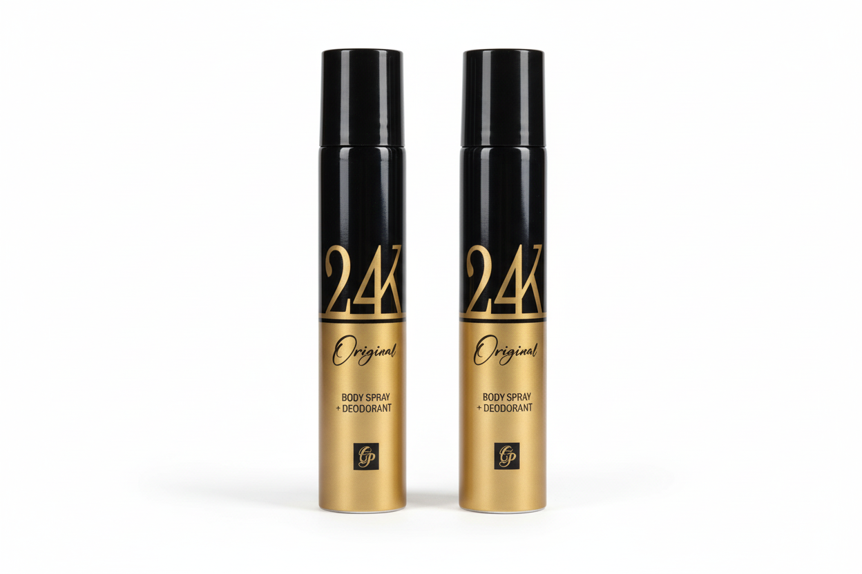 24K Perfume two bottles display